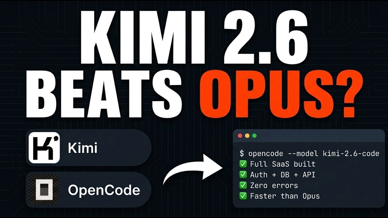 Kimi 2.6 Code Preview + OpenCode is ABSOLUTELY INSANE thumbnail