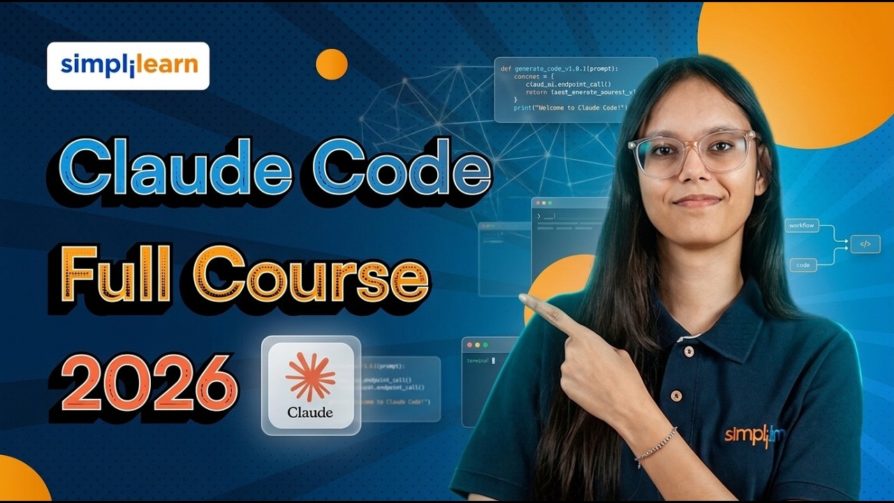 Claude Code Full Course 2026 | Claude Code Tutorial For Beginners | Claude Code Course | Simplilearn thumbnail