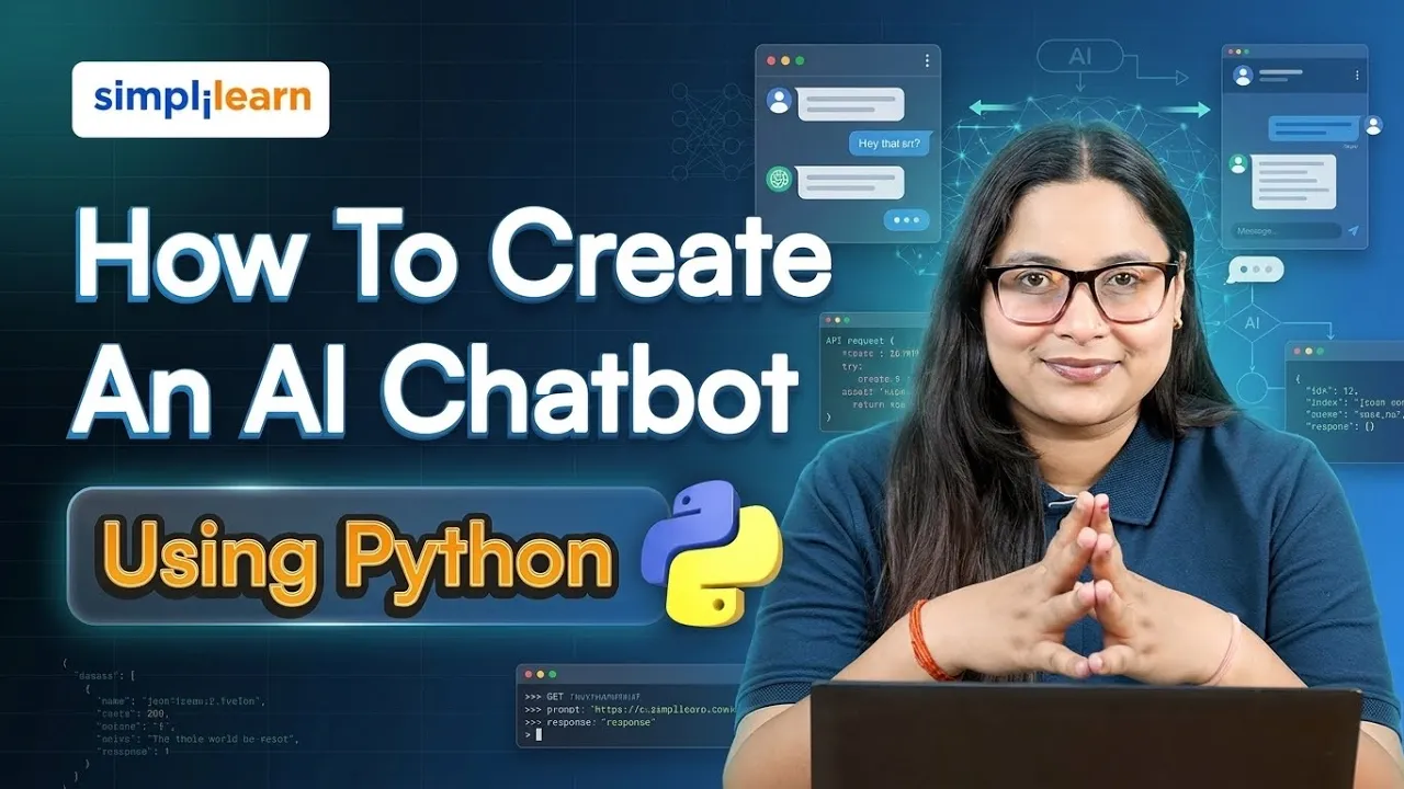 How To Create An AI Chatbot Using Python | Build Chatbot With Python And VS Code | Simplilearn thumbnail