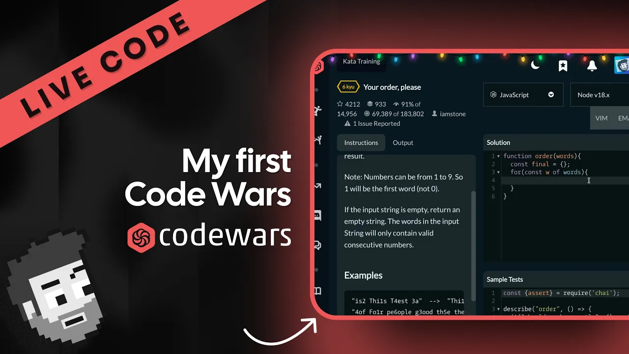 Live code: trying Codewars for the first time thumbnail