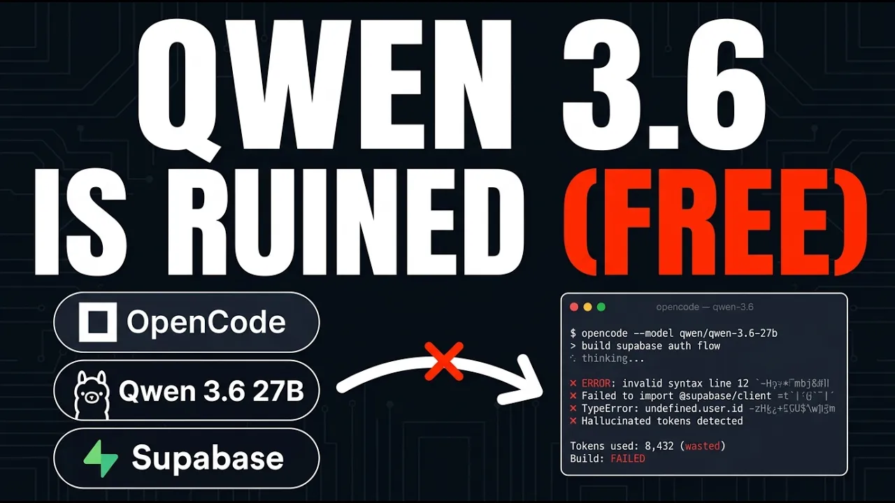 New Qwen 3.6 27b Local + OpenCode Just Got DESTROYED? thumbnail