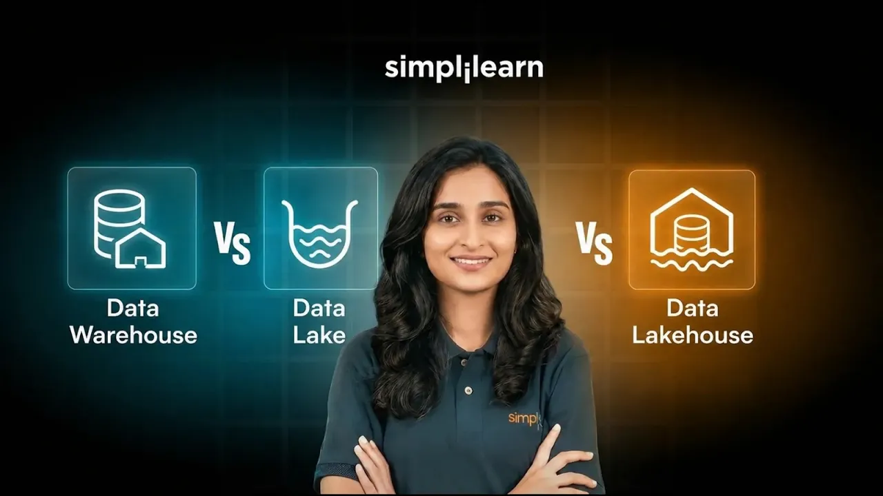 Data Warehouse vs Data Lake vs Data Lakehouse: Key Differences Explained In Detail | Simplilearn thumbnail