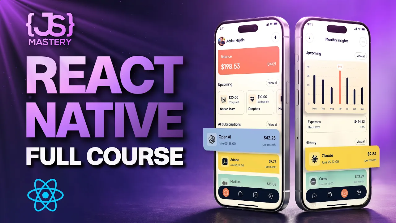 React Native Full Course 2026 | Build, Publish and Monetize a Full Stack Mobile App to App Store thumbnail