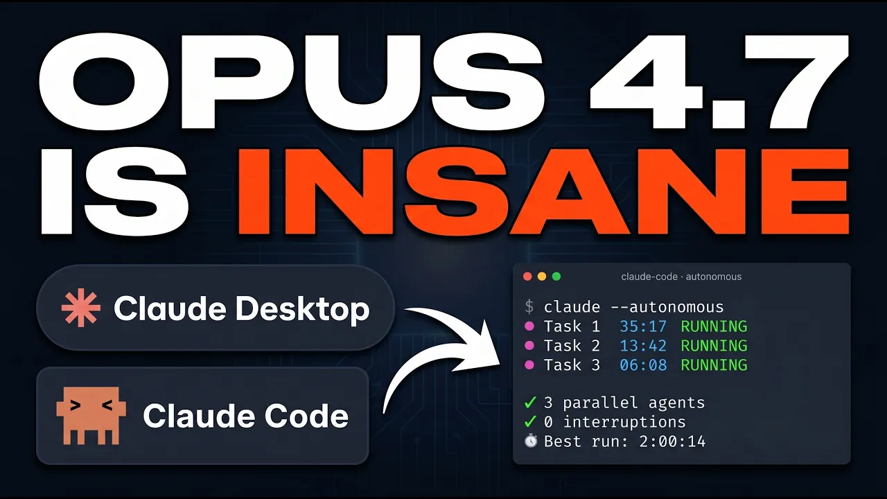 Claude Opus 4.7 Just Unlocked GOD MODE (Ran 2 HOURS Autonomously) thumbnail