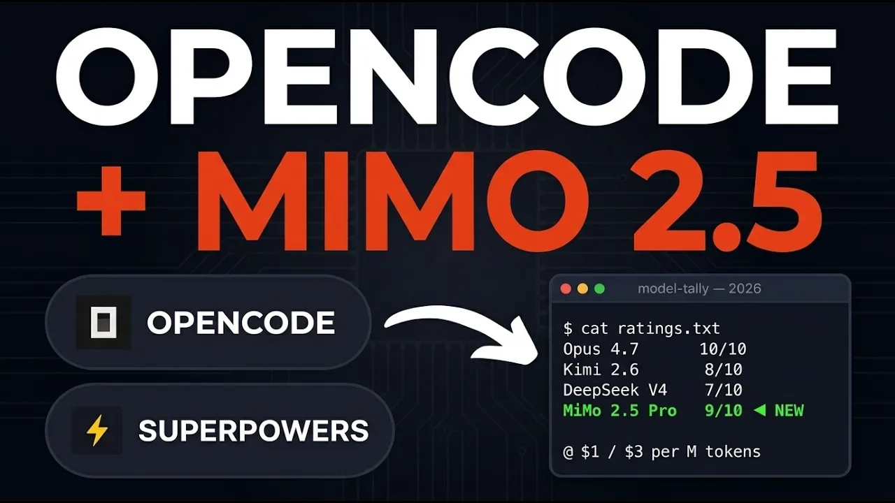 OpenCode + MiMo 2.5 Pro + SuperPowers Plugin = ABSOLUTELY INSANE thumbnail