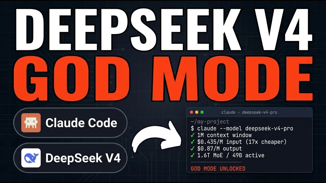 DeepSeek V4 Pro Inside Claude Code = GOD MODE (FREE?) thumbnail