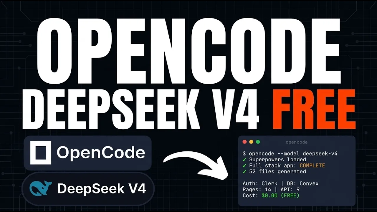 DEEPSEEK V4 + OPENCODE + SUPERPOWERS IS ABSOLUTELY INSANE thumbnail