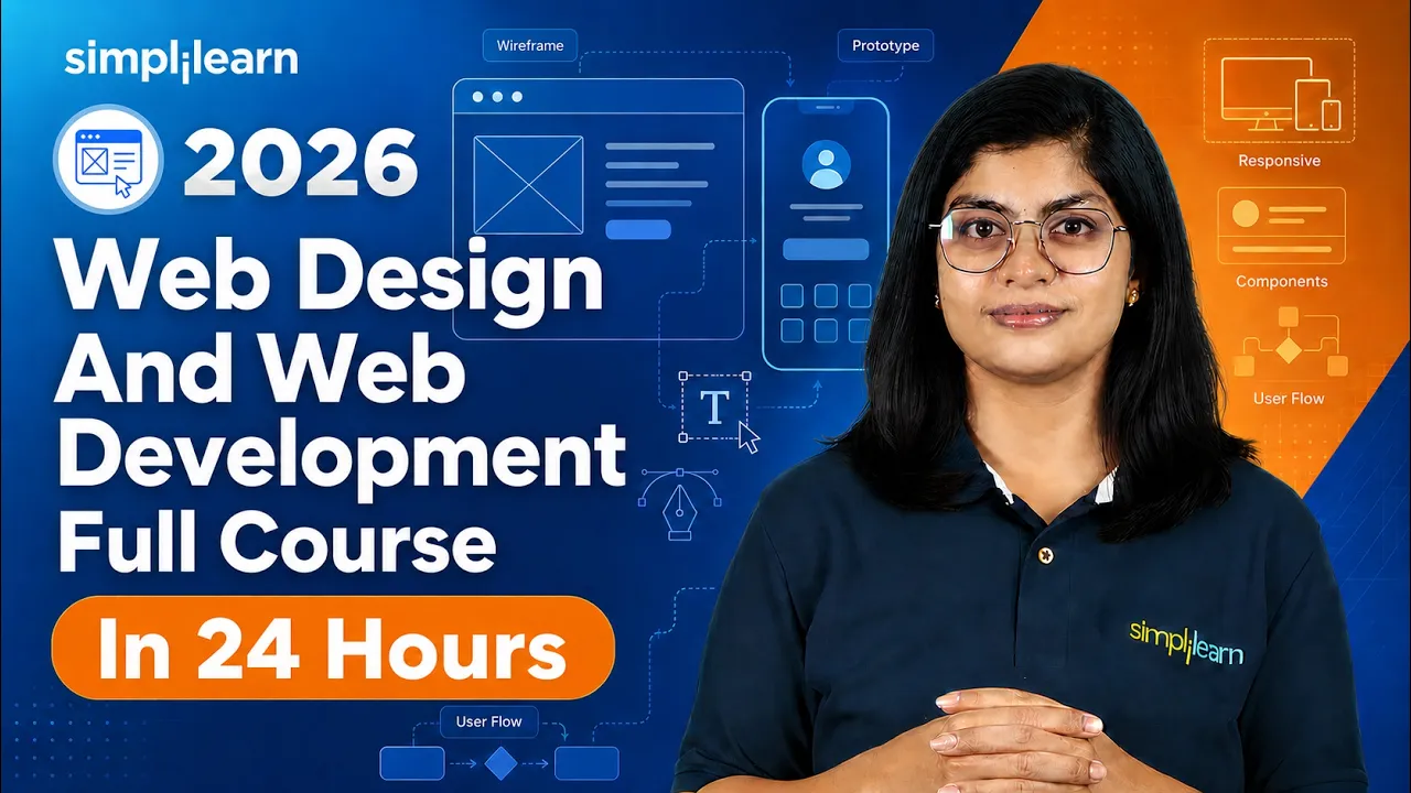 Web Design And Web Development Full Course | Web Design And Web Development Tutorial | Simplilearn thumbnail
