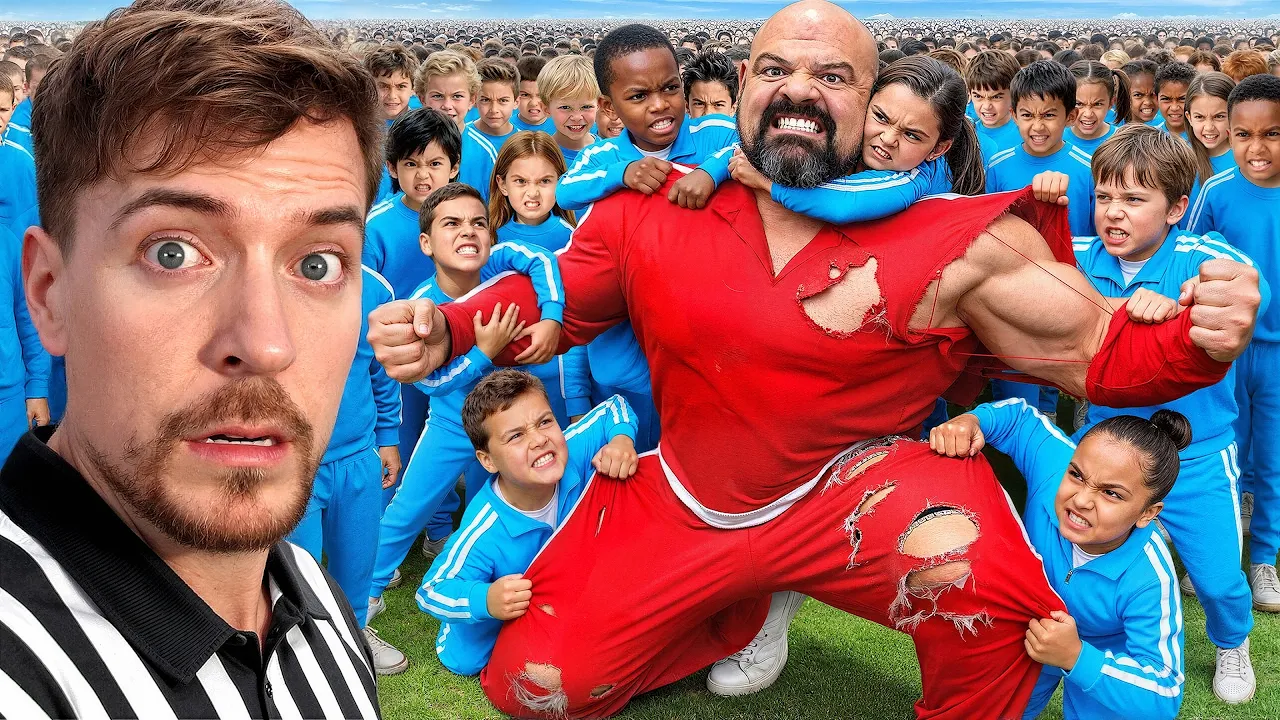 100 Kids Vs World's Strongest Man! thumbnail