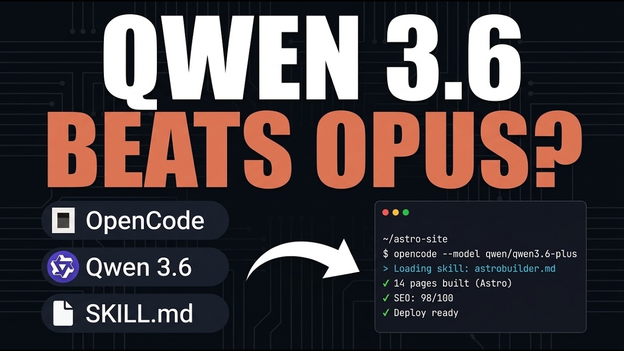 OpenCode + Qwen 3.6 PRO + Skills Just Changed EVERYTHING thumbnail
