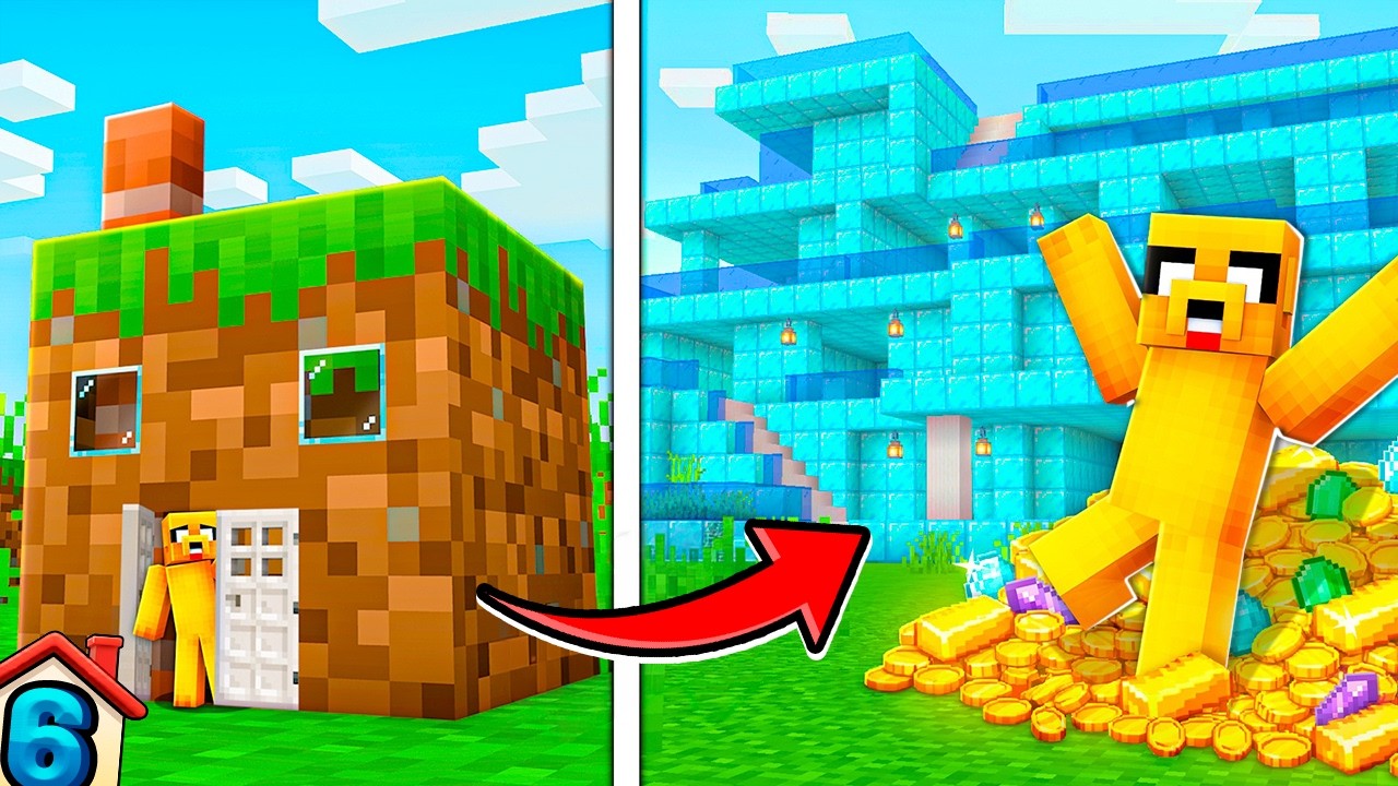 ¡EVOLUCIONÉ de CASA POBRE a CASA DE MILLONARIO en MINECRAFT! 🏠😎 LOS VECINOS #6 (MIKECRACK) thumbnail