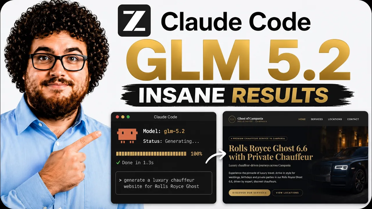 New GLM 5.2 + Claude Code = ABSOLUTELY INSANE COMBO thumbnail