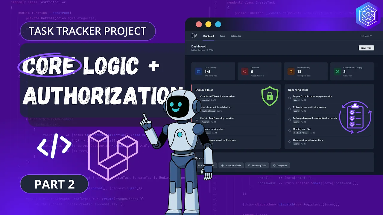 Let's Build Task Tracker App With Laravel | Part 2: Core Logic & Recurring Tasks System thumbnail