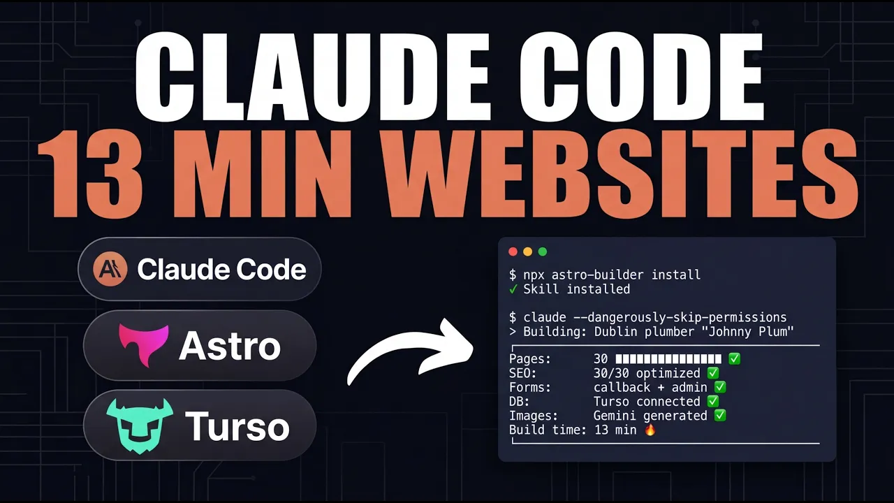 Claude Code + My NEW Skill = FULL Websites INSTANTLY thumbnail