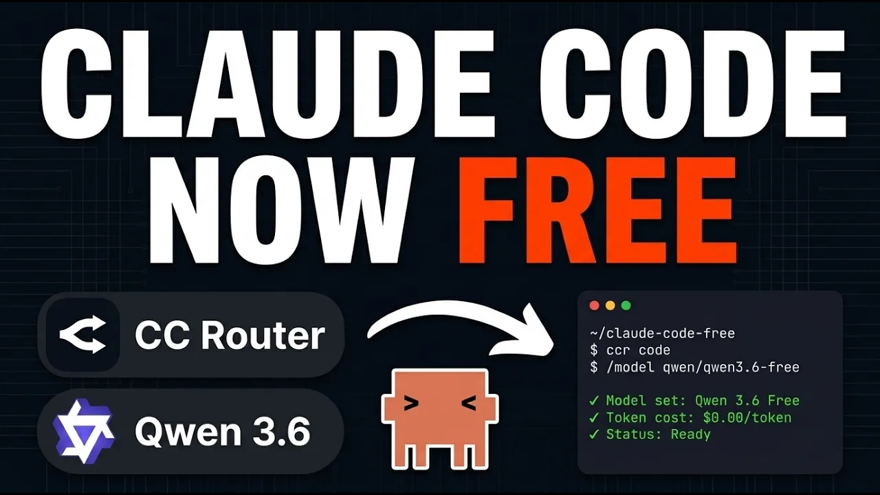 Claude Code + Qwen 3.6 Pro = COMPLETELY FREE APPS INSTANTLY thumbnail